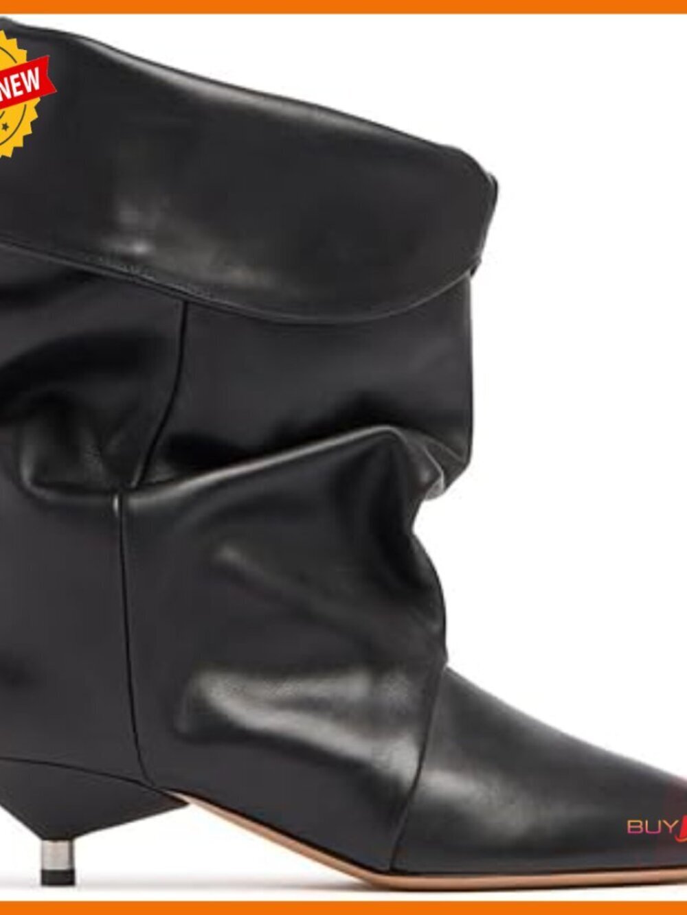 Slouchy Ankle Boots Kitten Heel Pointed Toe Pull-On Faux Leather Booties